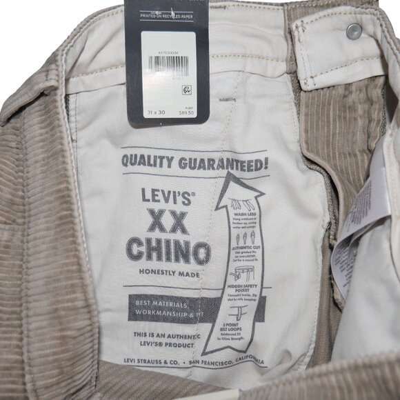 Levis XX Chino Corduroy Pants Men's Size 31x30 Wide Wale Beige Tan NWT - Picture 9 of 15